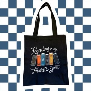 Black Tote Bag with Book Design